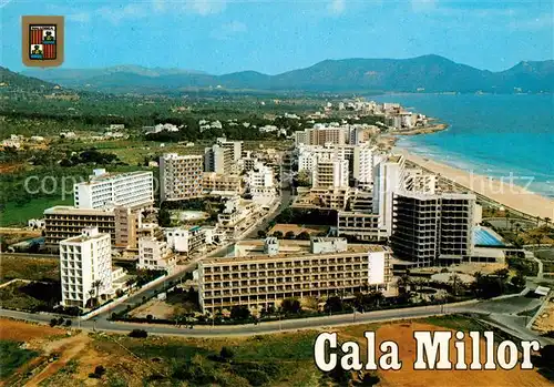 AK / Ansichtskarte Cala_Millor_Mallorca Hotels Strand Berge Fliegeraufnahme Cala_Millor_Mallorca
