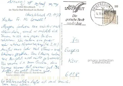 AK / Ansichtskarte Hirschbach_Niederbayern Fliegeraufnahme Hirschbach Niederbayern