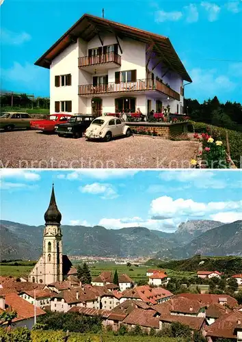 AK / Ansichtskarte St_Pauls_Eppan Pension Weinberg Ortsansicht mit Kirche Alpenpanorama St_Pauls_Eppan
