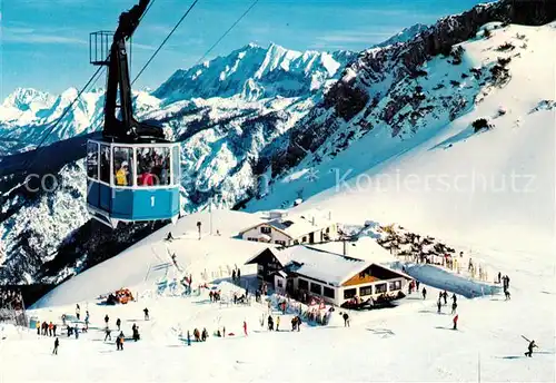 AK / Ansichtskarte Garmisch Partenkirchen Hochalm gegen Karwendel und Wettersteingebirge Seilbahn Wintersportplatz Alpen Huber Karte Nr 8976 Garmisch Partenkirchen