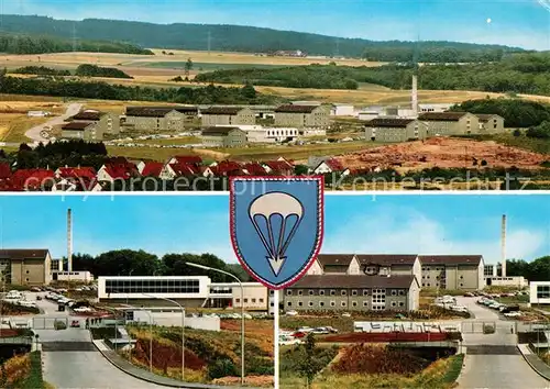 AK / Ansichtskarte Oberbexbach Saar Pfalz Kaserne Landschaftspanorama Wappen Oberbexbach