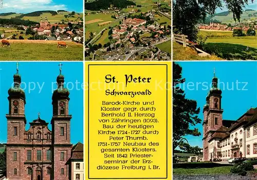 AK / Ansichtskarte St_Peter_Schwarzwald Fliegeraufnahme Barockkirche Kloster  St_Peter_Schwarzwald