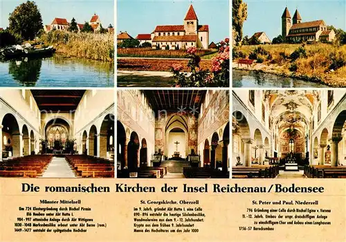 AK / Ansichtskarte Reichenau_Bodensee Muenster Mittelzell Georgskirche Oberzell Peter und Paul Niederzell Reichenau Bodensee