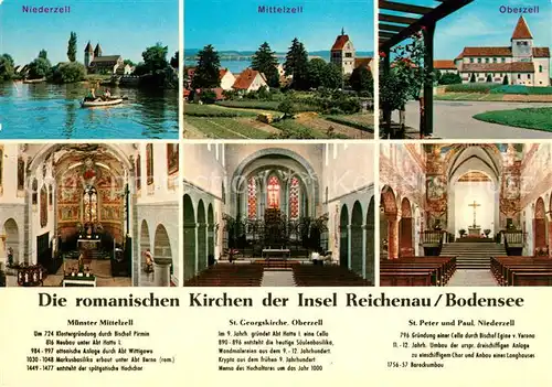 AK / Ansichtskarte Reichenau_Bodensee Muenster Mittelzell Georgskirche Oberzell Peter und Paul Niederzell Reichenau Bodensee
