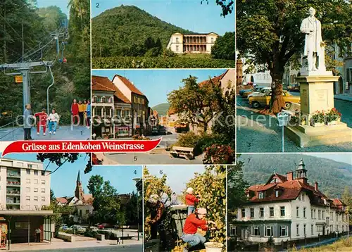 AK / Ansichtskarte Edenkoben Sesselbahn Villa Ludwigshoehe Denkmal Ludwig I Schafplatz Weinlese Edenkoben