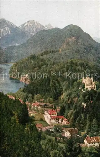 AK / Ansichtskarte Hohenschwangau mit Alpsee und Schloss Hohenschwangau