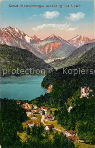 AK / Ansichtskarte Hohenschwangau mit Schloss und Alpsee Hohenschwangau