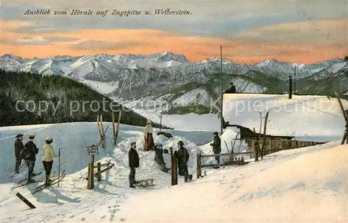 AK / Ansichtskarte Garmisch Partenkirchen Blick vom Hoernle auf Zugspitze und Wetterstein Garmisch Partenkirchen