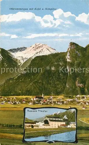 AK / Ansichtskarte Oberammergau mit Kofel und Notspitze Passions Theater Oberammergau
