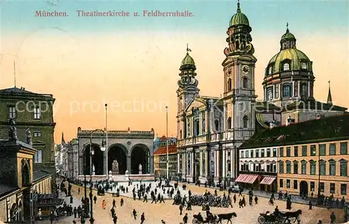 AK / Ansichtskarte Muenchen Theatinerkirche und Feldherrnhalle Muenchen