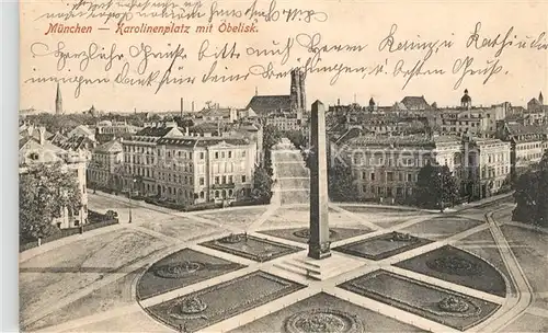 AK / Ansichtskarte Muenchen Karolinenplatz mit Obelisk Muenchen