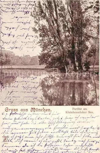 AK / Ansichtskarte Muenchen Parthie am Kleinhesseloher See Muenchen