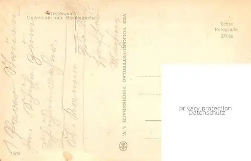 AK / Ansichtskarte Greifswald Universitaet mit Nicolaikirche Greifswald