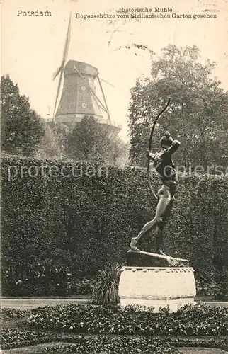 AK / Ansichtskarte Potsdam Historische Muehle Bogenschuetze Skulptur Potsdam