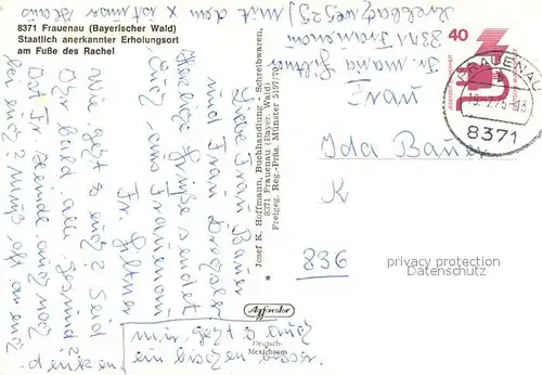 AK / Ansichtskarte Frauenau Erholungsort am Fusse des Rachel Naturpark Bayerischer Wald Fliegeraufnahme Frauenau