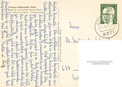 AK / Ansichtskarte Frauenau Rathausplatz Brunnen Erholungsort Nationalpark Bayerischer Wald Frauenau