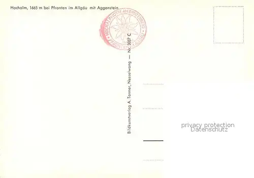 AK / Ansichtskarte Pfronten Hohalm mit Aggenstein Allgaeuer Alpen Pfronten