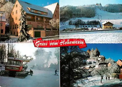 AK / Ansichtskarte Burg_Hohenstein Gasthof Pension Felsburg Schneekatze Schneekanone Wintersportplatz Skilift Burg_Hohenstein