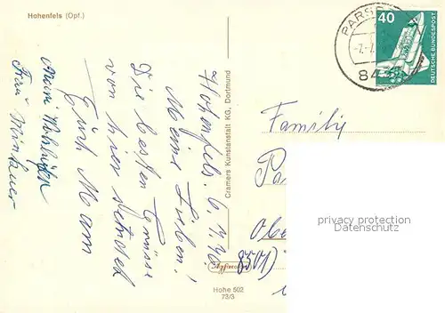 AK / Ansichtskarte Hohenfels_Oberpfalz Stadtpanorama mit Burgturm Hohenfels Oberpfalz