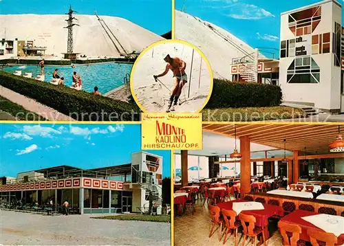 AK / Ansichtskarte Hirschau_Oberpfalz Sommerskiparadies Monte Kaolino Cafe Restaurant Duenenbad Freibad Hirschau Oberpfalz