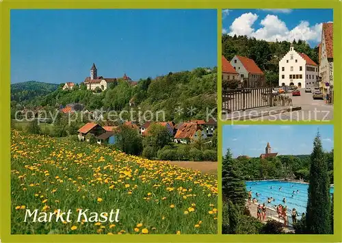 AK / Ansichtskarte Markt_Kastl Blumenwiese Blick zum Schloss Ortskern Freibad Markt_Kastl