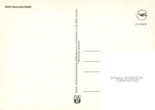 AK / Ansichtskarte Kemnath_Stadt Ortsansicht mit Kirche Gebaeude Strassenpartie Schwimmhalle Sportgelaende Kemnath_Stadt