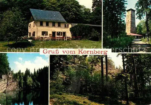 AK / Ansichtskarte Schoenwald_Oberfranken Waldgaststaette Grosser Kornberg Vorsuchhuette Schoenburgwarte Zigeunerbruch Hirschstein Landschaft Fichtelgebirge Schoenwald Oberfranken