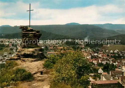 AK / Ansichtskarte Hauenstein_Pfalz Rauhberg Felsen Gipfelkreuz Panorama Hauenstein_Pfalz