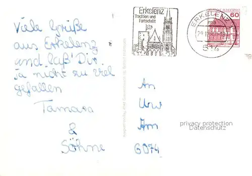 AK / Ansichtskarte Erkelenz Burg Pfarrkirche Lambertus Stadthalle Ziegelweiher Rathaus Erkelenz