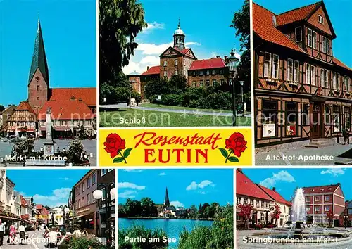 AK / Ansichtskarte Eutin Markt Kirche Schloss Alte Hof Apotheke Koenigstrasse Springbrunnen Eutin