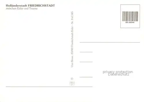 AK / Ansichtskarte Friedrichstadt_Eider Hollaenderstadt Stadtansichte Friedrichstadt_Eider