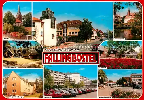 AK / Ansichtskarte Fallingbostel Kirche Boehmerpartie Kurhaus Jugendherberge Walsroderstrasse Fallingbostel