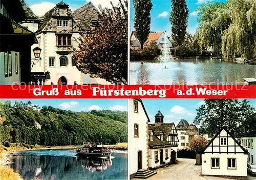 AK / Ansichtskarte Fuerstenberg_Weser Fachwerkhaeuser Wasserfontaene  Fuerstenberg_Weser