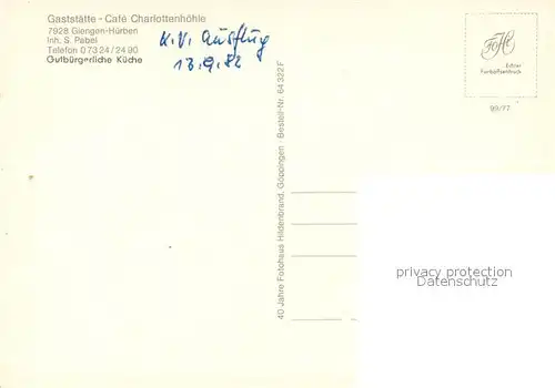 AK / Ansichtskarte Huerben Charlottenhoehe Cafe Huerben