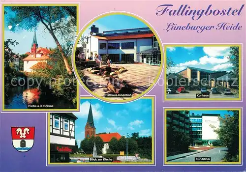 AK / Ansichtskarte Fallingbostel Rathaus Innenhof Kurhaus Kurklinik Kirche  Fallingbostel