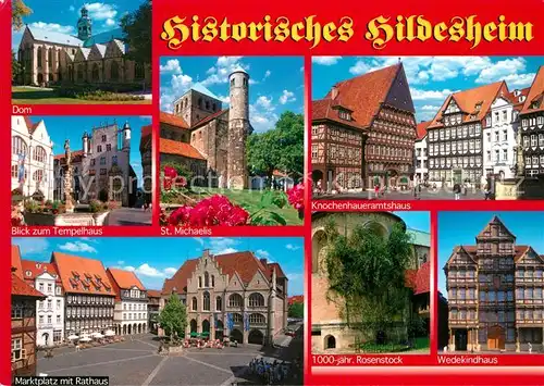 AK / Ansichtskarte Hildesheim Dom Tempelhaus Knochenhauseramtshaus Marktplatz Rathaus Hildesheim
