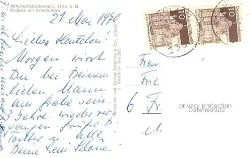 AK / Ansichtskarte Braunlage Kurpark Gondelteich Braunlage