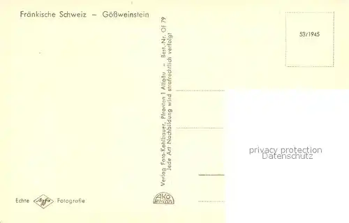 AK / Ansichtskarte Goessweinstein Burg Wiesenttal Goessweinstein