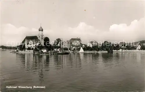 AK / Ansichtskarte Wasserburg_Bodensee Halbinsel Panorama Kirche Wasserburg Bodensee