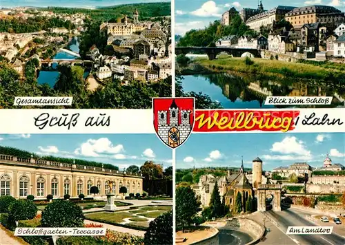 AK / Ansichtskarte Weilburg Fliegeraufnahme Schloss Landtor Schlossgarten Terrasse Weilburg