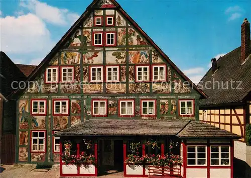 AK / Ansichtskarte Schwalenberg Gasthof Kuenstlerklause Fassadenmalerei von Friedrich Eicke Schwalenberg