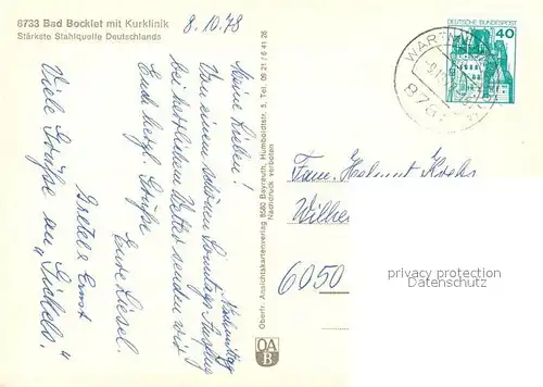 AK / Ansichtskarte Bad_Bocklet Kurklinik Panorama Bad_Bocklet