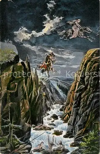 AK / Ansichtskarte Harz_Region Die Sage von der Rosstrappe Kuenstlerkarte Harz Region