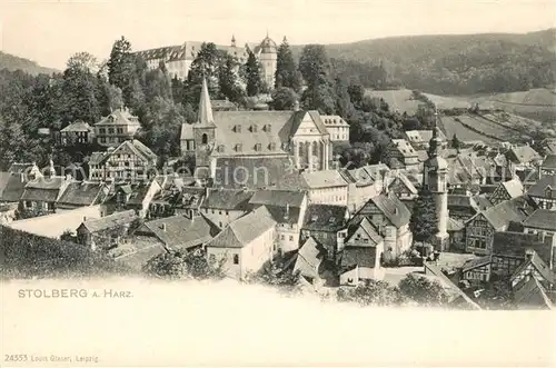 AK / Ansichtskarte Stolberg_Harz Stadt mit Schloss Stolberg Harz