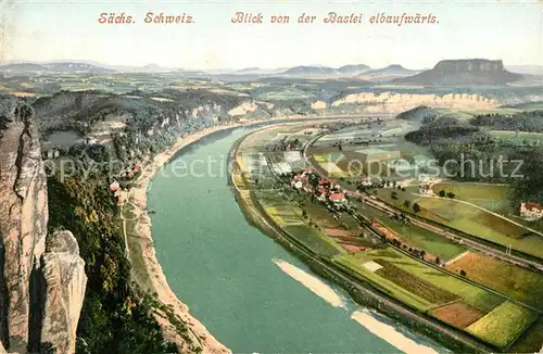 AK / Ansichtskarte Saechsische_Schweiz Blick von der Bastei elbaufwaerts Saechsische Schweiz