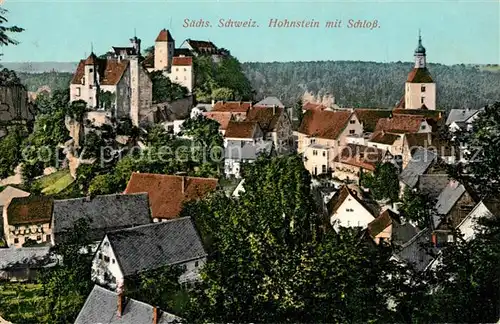 AK / Ansichtskarte Hohnstein_Saechsische_Schweiz Stadt mit Schloss Hohnstein_Saechsische
