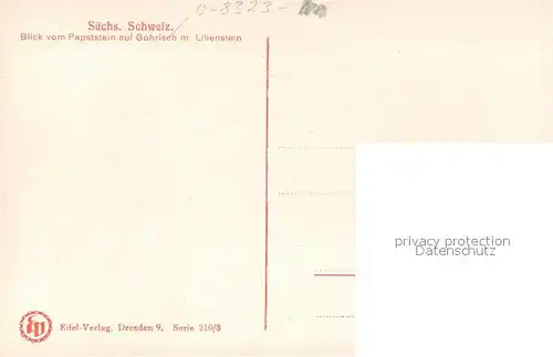 AK / Ansichtskarte Saechsische_Schweiz Blick vom Papststein auf Gohrisch mit Lilienstein Saechsische Schweiz