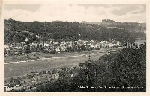 AK / Ansichtskarte Bad_Schandau mit Schrammsteinen Bad_Schandau