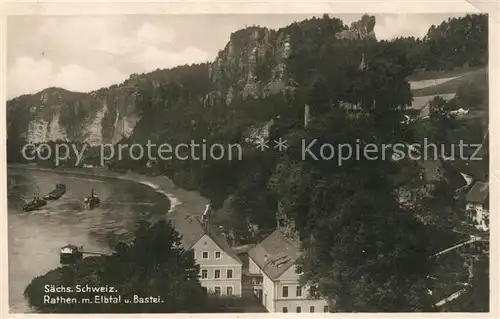 AK / Ansichtskarte Rathen_Saechsische Schweiz mit Elbtal und Bastei Rathen Saechsische Schweiz