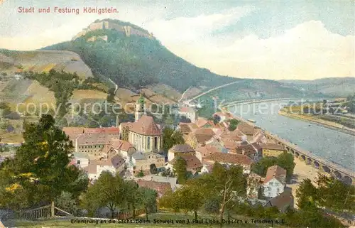 AK / Ansichtskarte Koenigstein_Saechsische_Schweiz Stadt und Festung Koenigstein_Saechsische